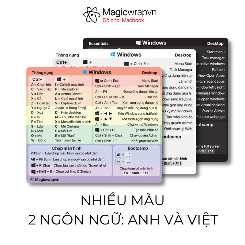 Miếng dán phím tắt laptop Windows không dính keo | Magicwrapvn |
