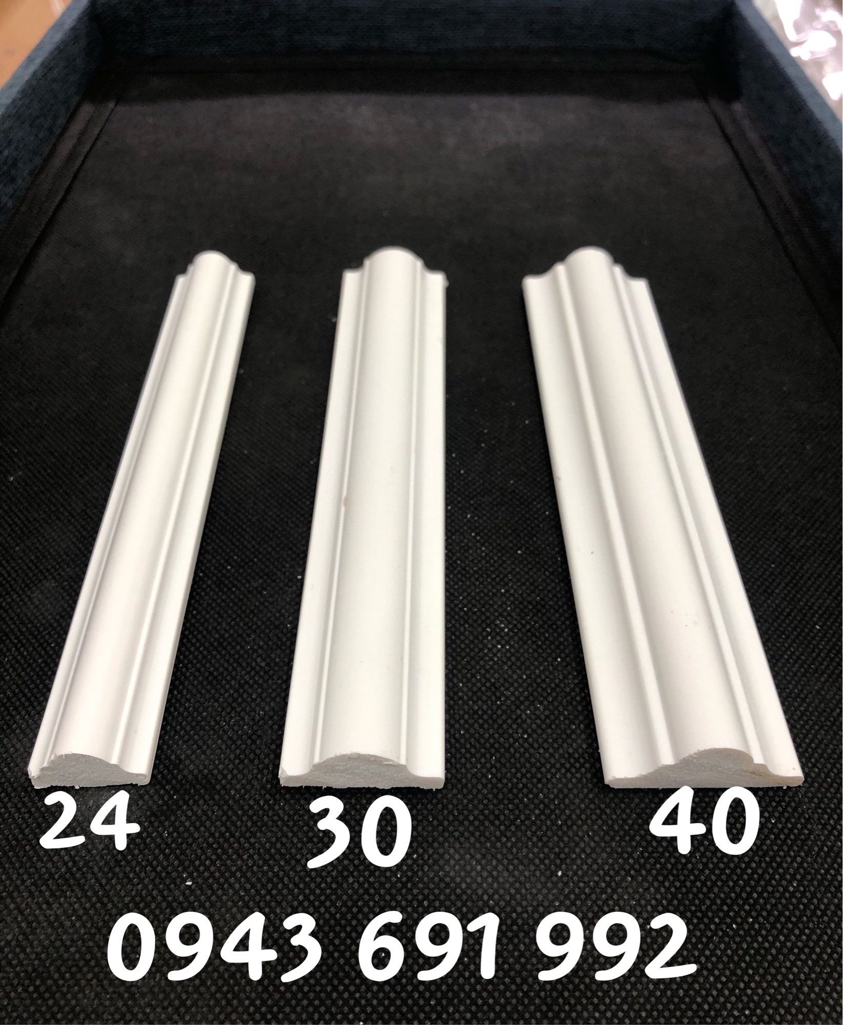 Phào chỉ nhựa trang trí composite bản 2.4cm màu trắng thanh dài 2m4