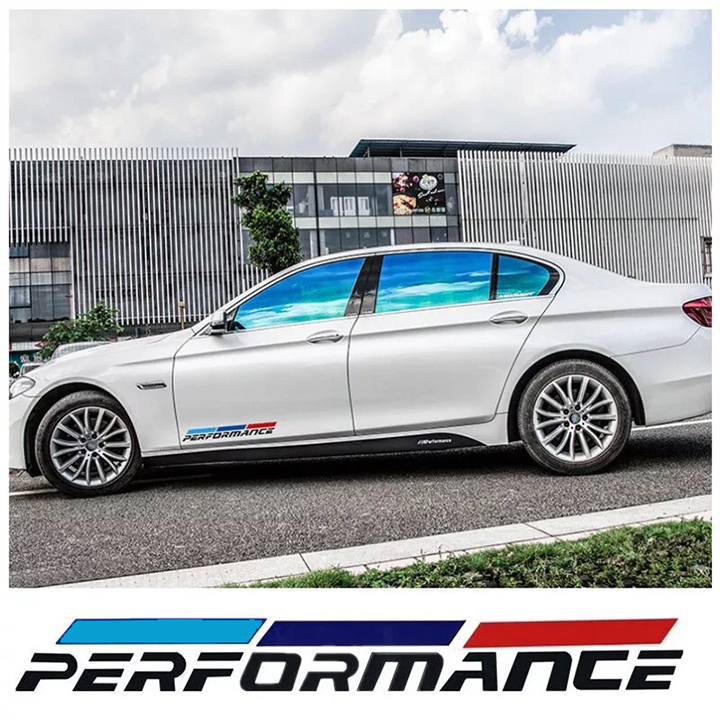 [HCM]Bộ 2 tem dán cửa xe ô tô Performance 02 (trắng)