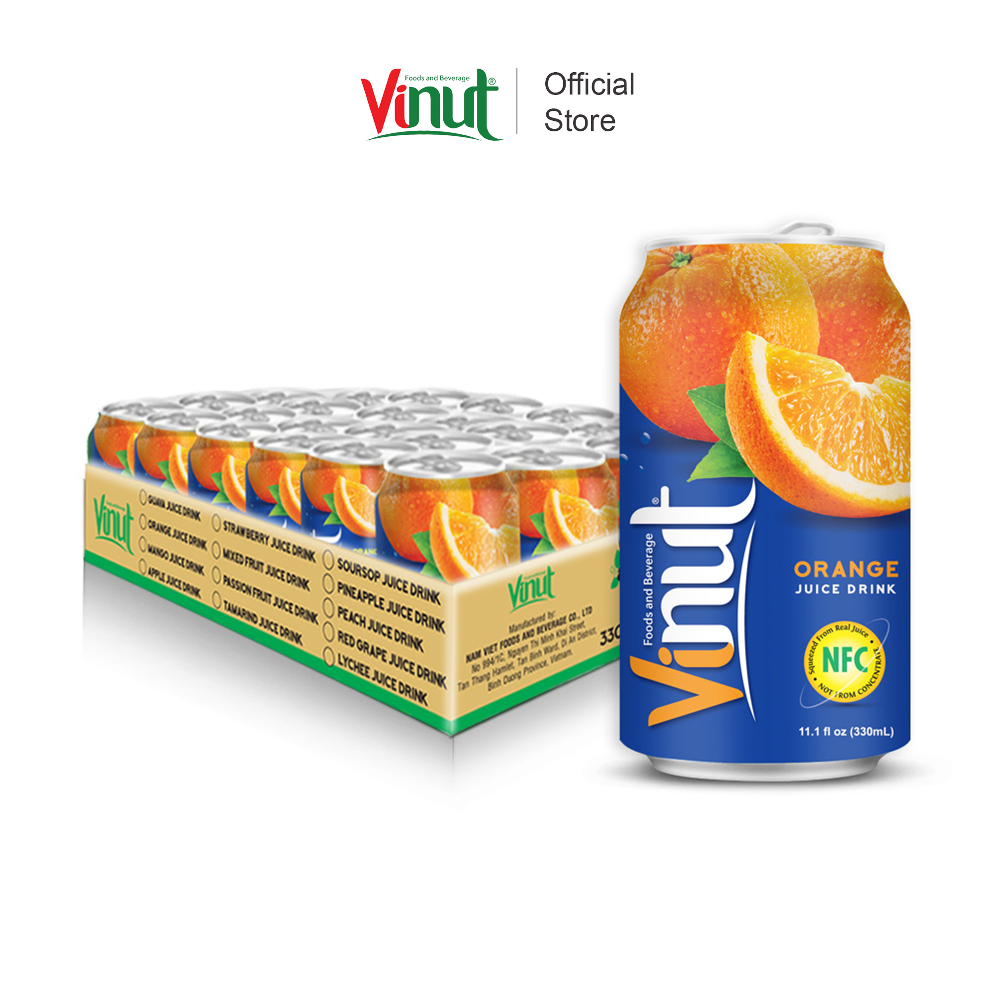 [KHAY 24 LON] Nước Ép Cam Vinut 330ml