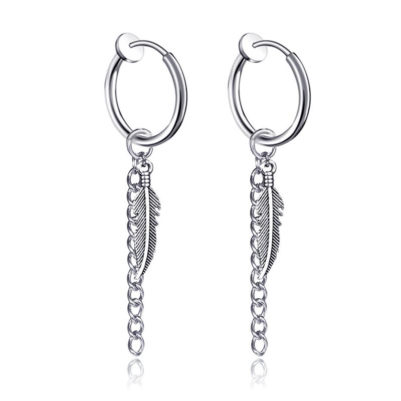 Set of 2 men's earring, ear rings male gdragon leaf pattern Ultra (not need sỏ hole)