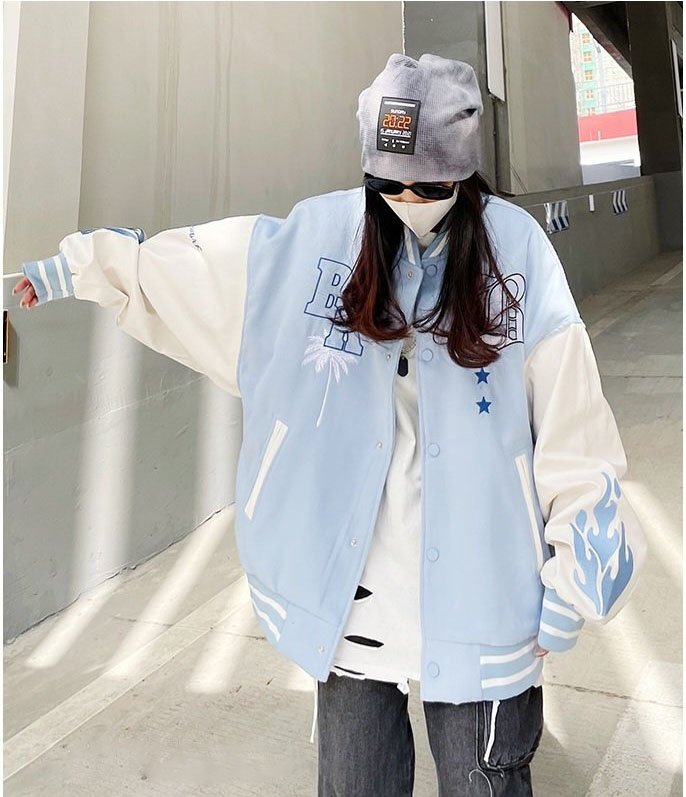 Áo Khoác Bomber Nam Nữ Nỉ, Họa Tiết BK Phối Chữ Phong Cách Thời Trang Teen Sành Điệu