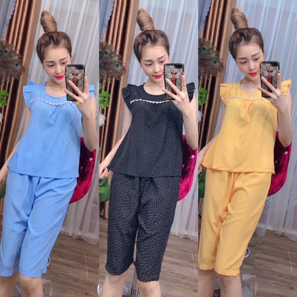 [HCM]ĐỒ BỘ LỤA LỬNG CHẤM BI DỄ THƯƠNG (ẢNH THẬT) CÓ SIZE 40-75KG - LUA02