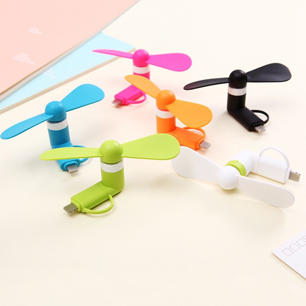 Quạt mini 2in 1 IOS android quạt điện thoại mát mini siêu dễ thương
