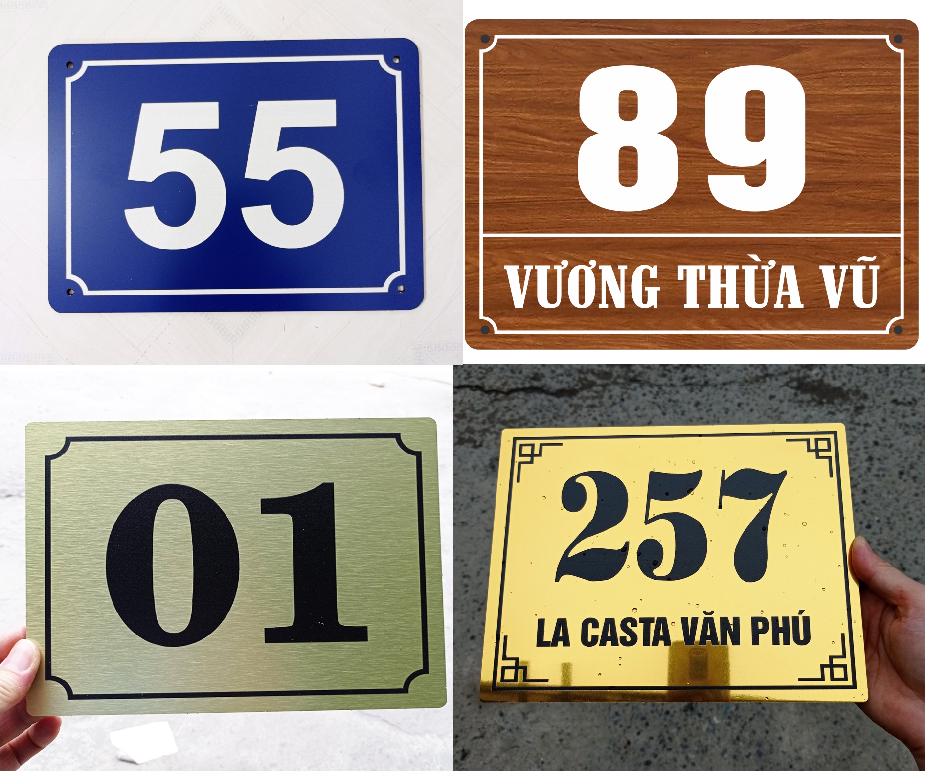 Biển Số Nhà Nhôm ALu Nhiều Kích Thước (Tặng kèm băng dính xốp hoặc vít nở)
