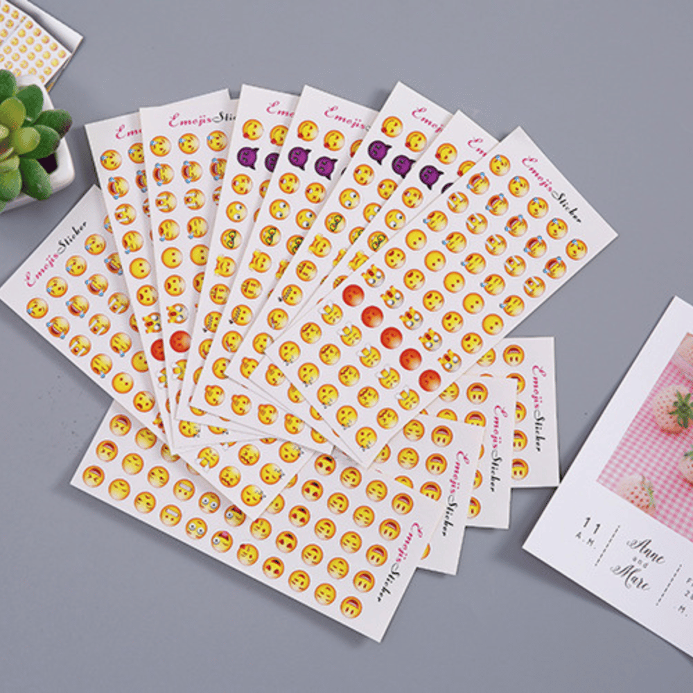 Set 12 tấm sticker mặt cảm xúc - hình dán emoji dễ thương