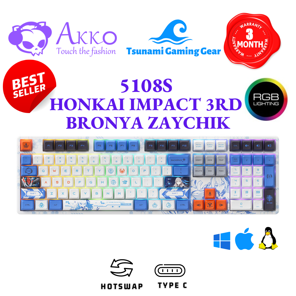 Bàn phím cơ AKKO 5108S Honkai Impact 3rd – Bronya Zaychik | Hotswap | RGB | AKKO Crystal Switch