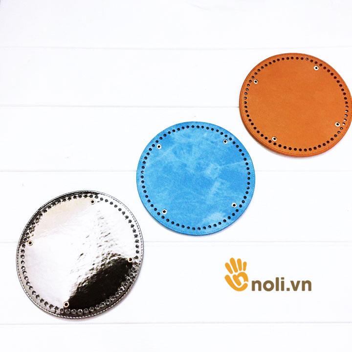 Đế túi tròn da PU đục lỗ sẵn 19x19 cm