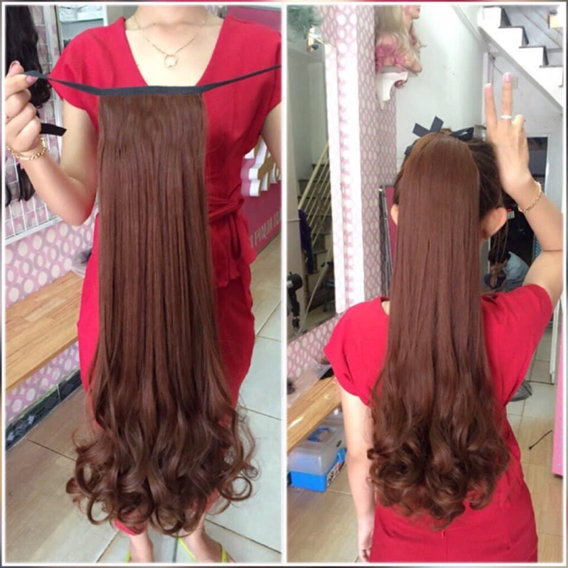 Tóc giả nữ cột 😻😻-Tóc giả cột xoăn đuôi 60cm mẫu mới