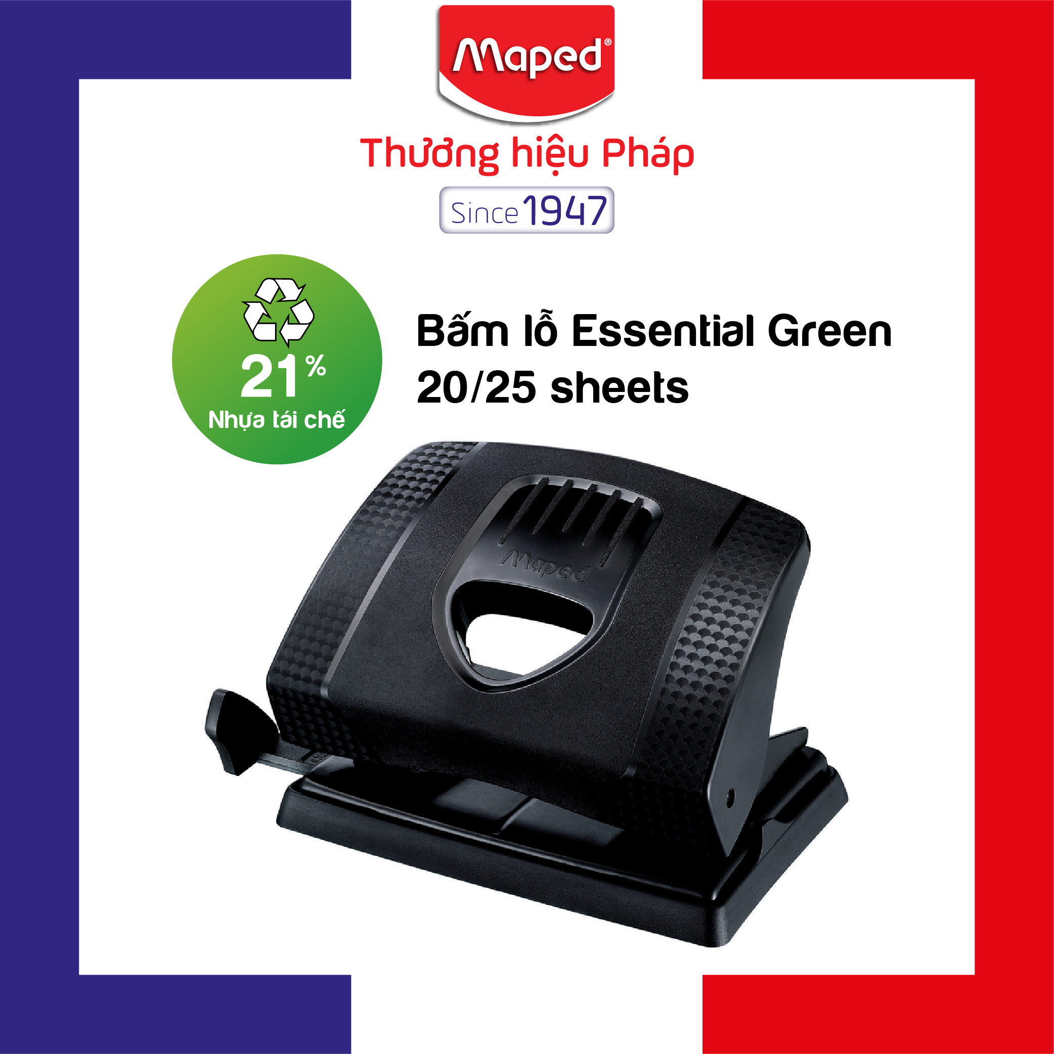 MAPED - Bấm lỗ Essential Green 20/25 sheets - 1 cái