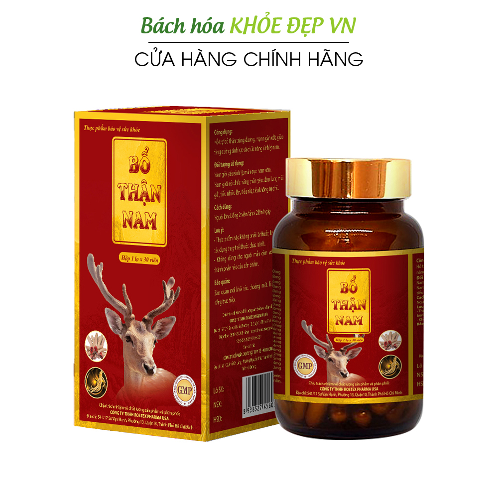 Viên uống tăng cường sinh lý nam bổ thận tráng dương Bổ Thận Nam - Hộp 30 viên thành phần thảo dược