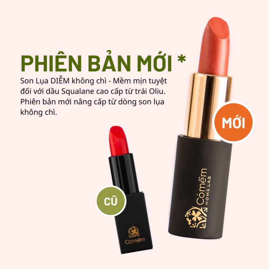Son Môi Lụa Không Chì Thiên Nhiên Cỏ Mềm An Toàn 4g