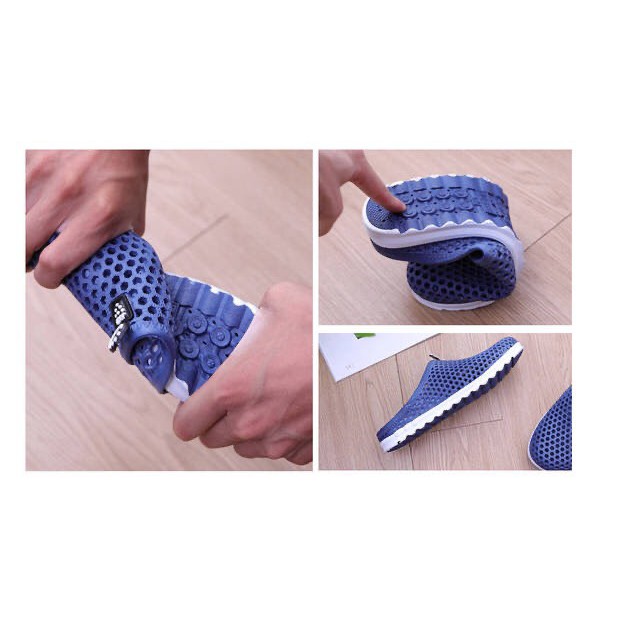 Dép sục nhựa dẻo lỗ Tổ ong đi mưa bít mũi nam nữ  - SL004