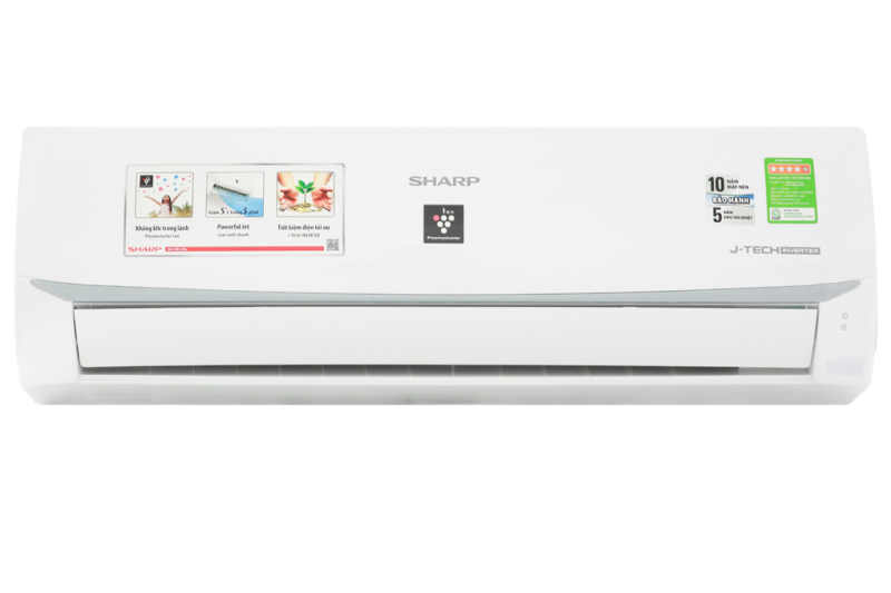 Máy lạnh Sharp Inverter 1 HP AH-XP10WMW - Công suất làm lạnh 9.000 BTU - Phát ion lọc không khí - Công nghệ làm lạnh nhanh Super Jet