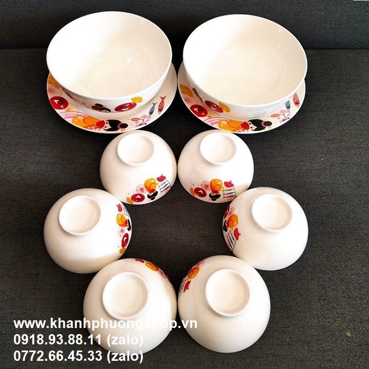 [HCM]bộ chén tô dĩa sứ trắng - chén tô dĩa sứ