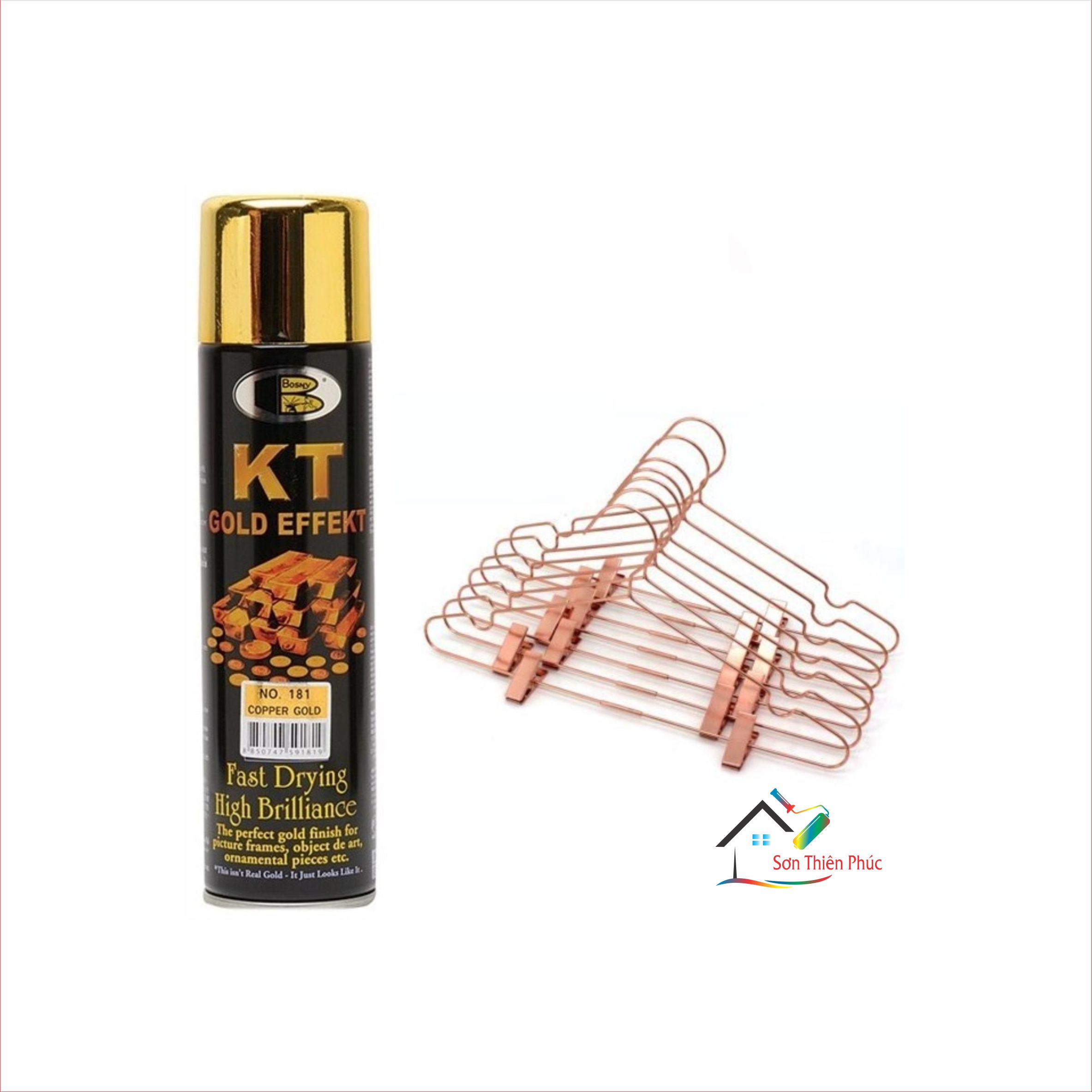 Sơn xịt mạ vàng KT Gold Bosny Vàng đồng. Nhập khẩu Thái Lan