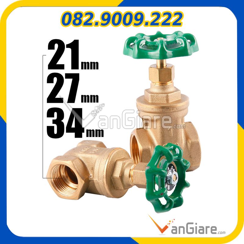 Van cửa đồng, Van khoá nước tay vặn đồng thau 21mm, 27mm, 34mm