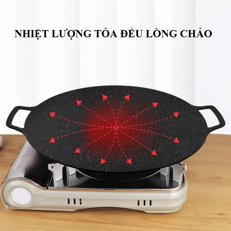 ( HÀNG LOẠI 1 ) Chảo Nướng Vân Đá Siêu Chống Dính Kiểu Hàn Quốc Size 34cm, Chảo Chiên, Xào, Rán, Ăn Nướng BBQ Nhanh Chóng Phù Hợp Với Mọi Loại Bếp