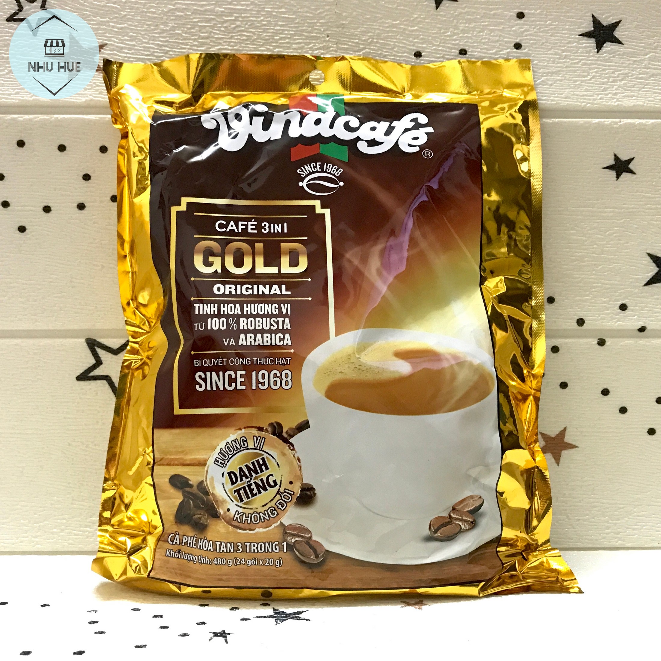 Cà phê VinaCafe Gold Original 3in1 túi 24 gói x 20g