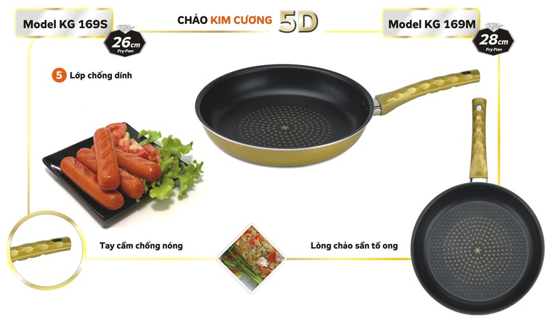 Chảo kim cương 5D Hàn Quốc 28cm Kangaroo KG169M