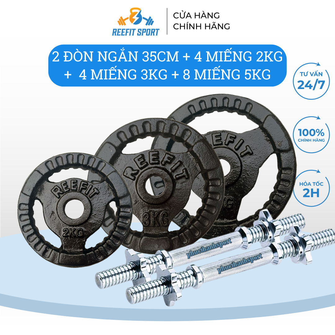 Bộ 2 tạ tay tháo lắp miếng gang 60kg