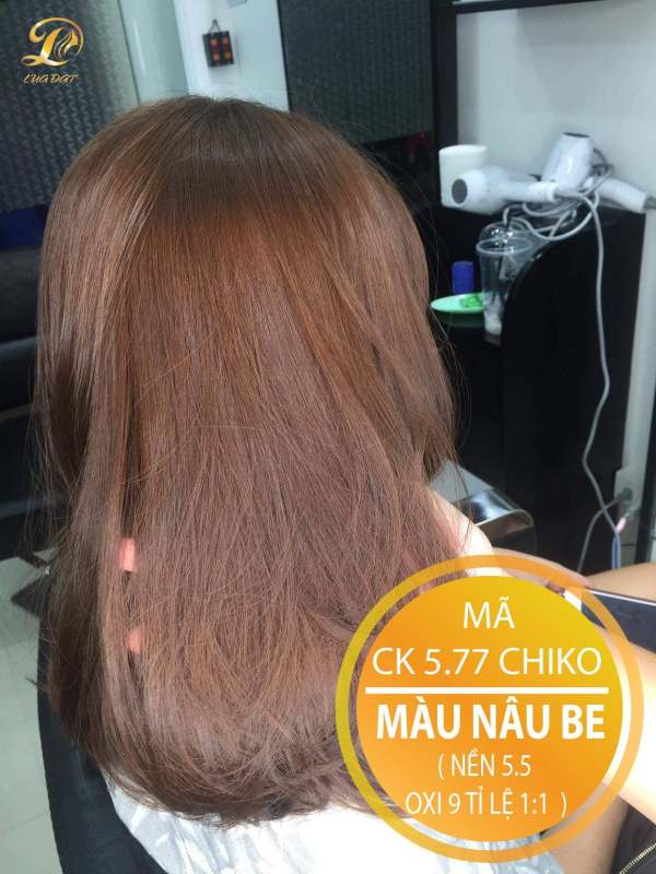 Thuốc nhuộm tóc Chiko màu nâu be (CK 5.77) KHÔNG TẨY + TẶNG kèm trợ nhuộm 100ml cao cấp