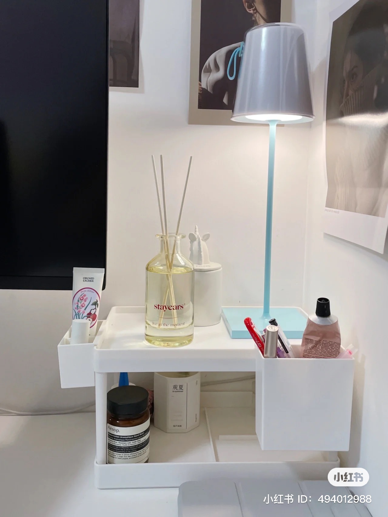 Kệ Để Bàn 2 Tầng Màu Trắng Decor Bàn Học