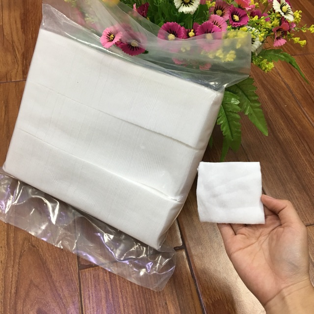 Bông tẩy trang - Bông Lau Mặt - Khăn Khô Đa Năng cắt sẵn 300 miếng