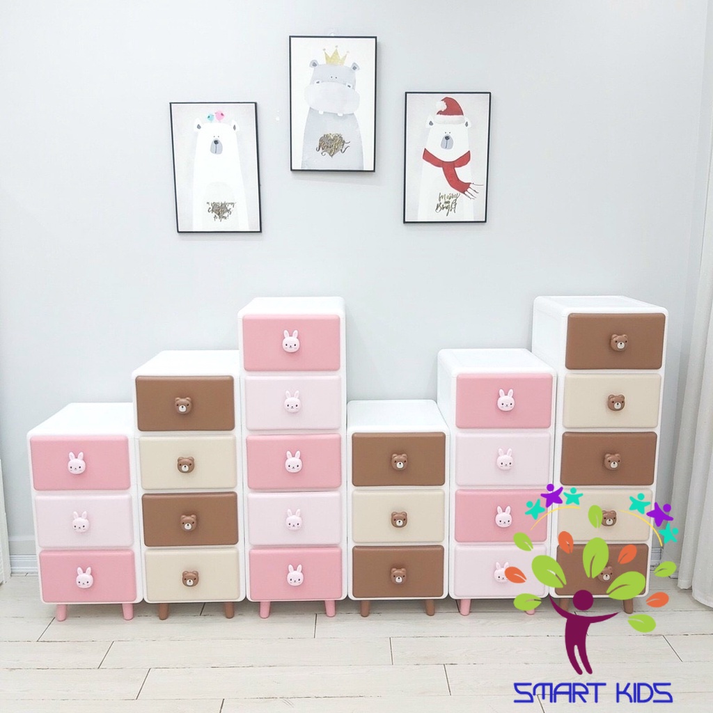Tủ đa năng Holla Gấu Thỏ - Kệ tủ đựng đồ chơi, đồ dùng quấn áo cho bé