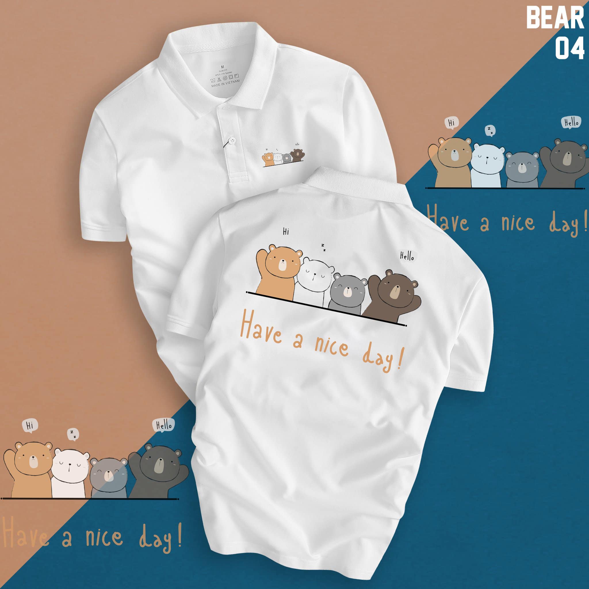 (aothunsn) Áo thun cổ trụ cổ bâu polo have a nice day(VẢI DA CÁ)
