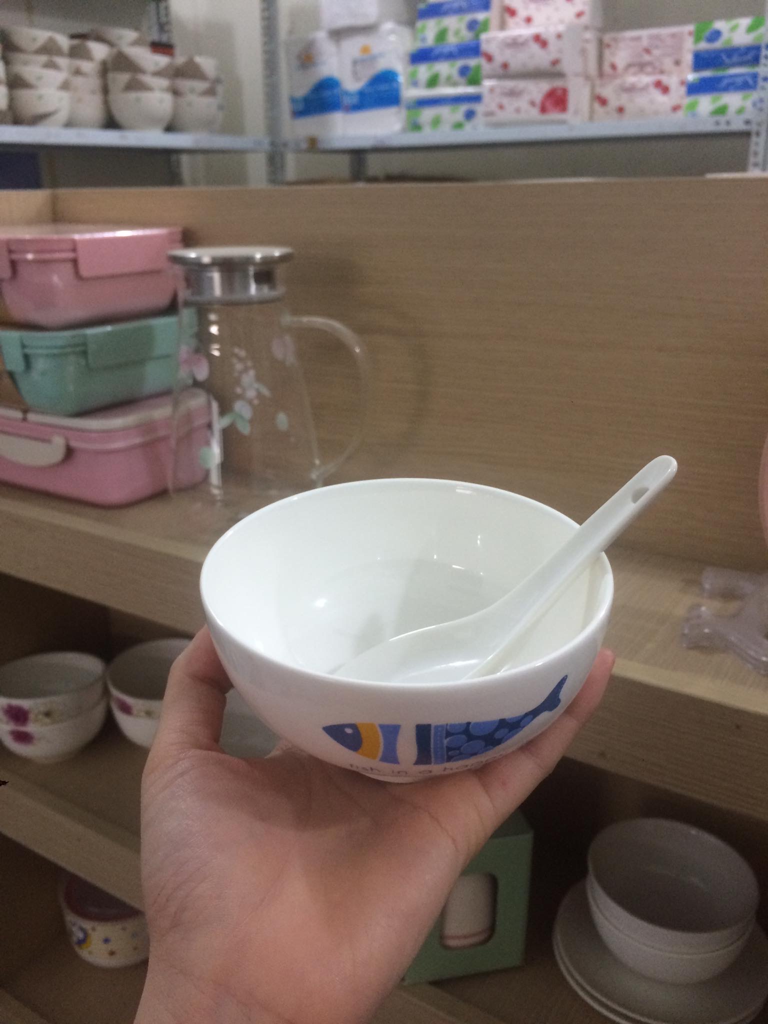 Combo 6 Bát cơm sứ hình cá ~ tặng kèm thìa