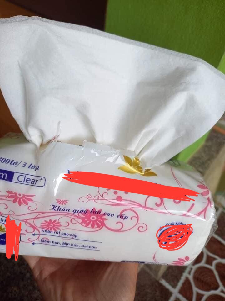 Tkvt2035 giấy ăn lụa, giấy rút 3 lớp gói 300 tờ