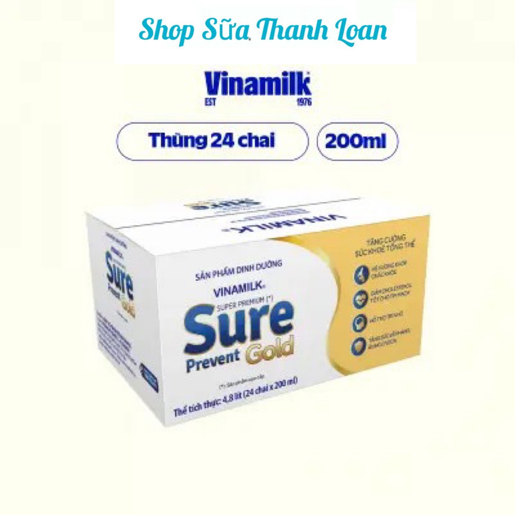 Thùng 12/ 24 Hộp Sữa Pha Sẵn Vinamilk Sure Prevent Gold 237ml.