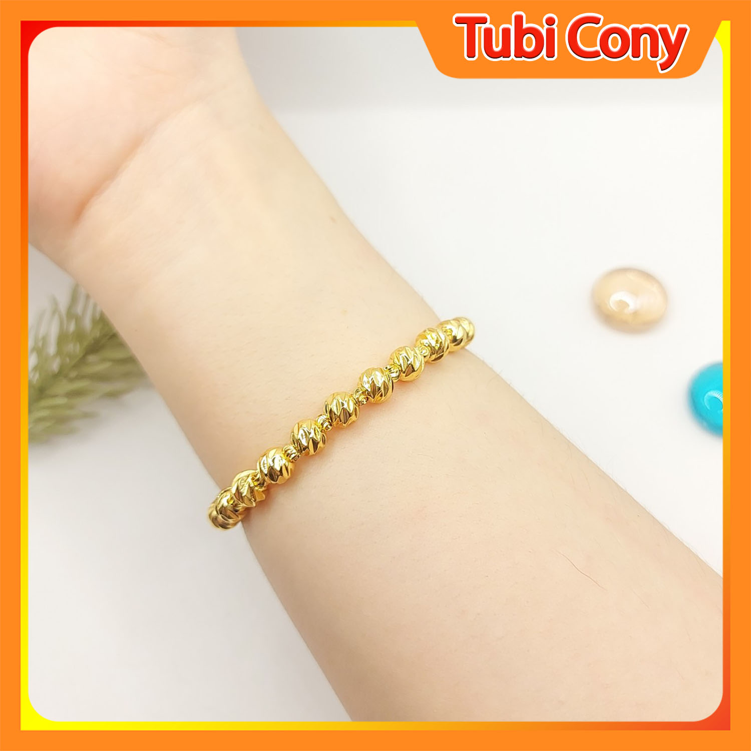 Vòng tay, lắc tay bi màu vàng hột to nhỏ bền màu thiết kế cao cấp 025R - Bao hoàn tiền, bao đổi trả nếu sản phẩm sai hình -