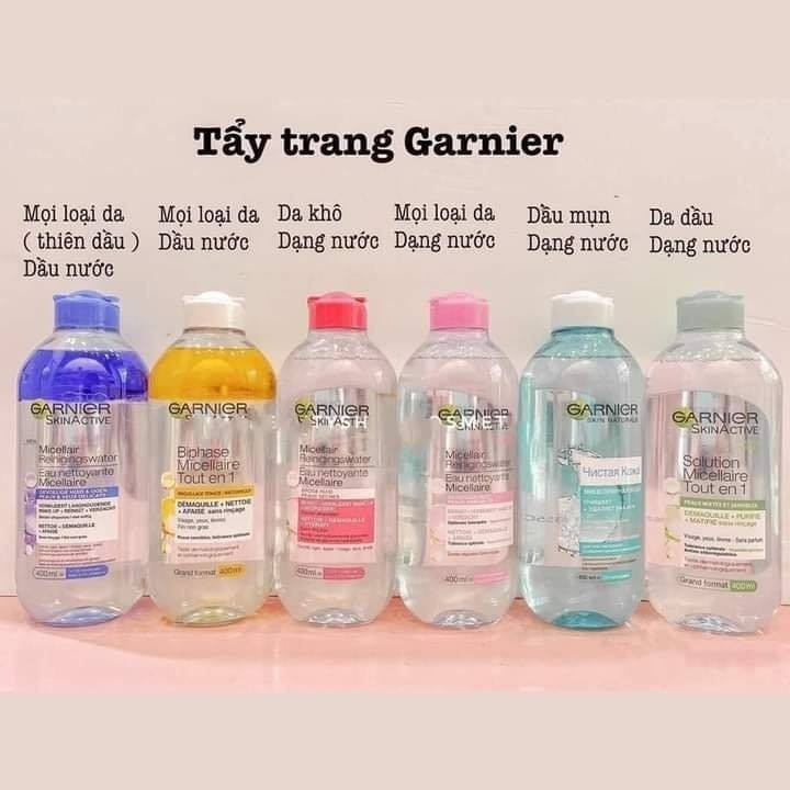 Nước Tẩy trang Garnier Solution Micellaire Tout en 1 400ml Pháp - Aidep