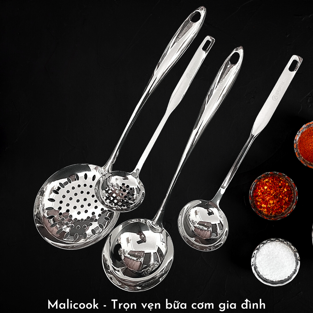 Muôi Canh, Lẩu Inox 304 Cao Cấp Malicook ( Muôi Thủng - Muôi Canh )[ XẢ KHO - FREESHIP]