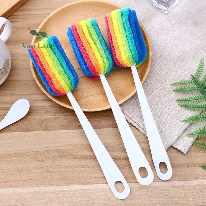 Cây cọ rửa bình sữa, dụng cụ cọ rửa cốc ly bình sữa 7 màu