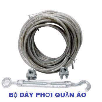 Dây phơi quần áo - Dây cáp phơi đồ Phi 5mm DÀI 8m + Tặng kèm 2 khóa cáp, 1 tăng đơ, 2 nở móc