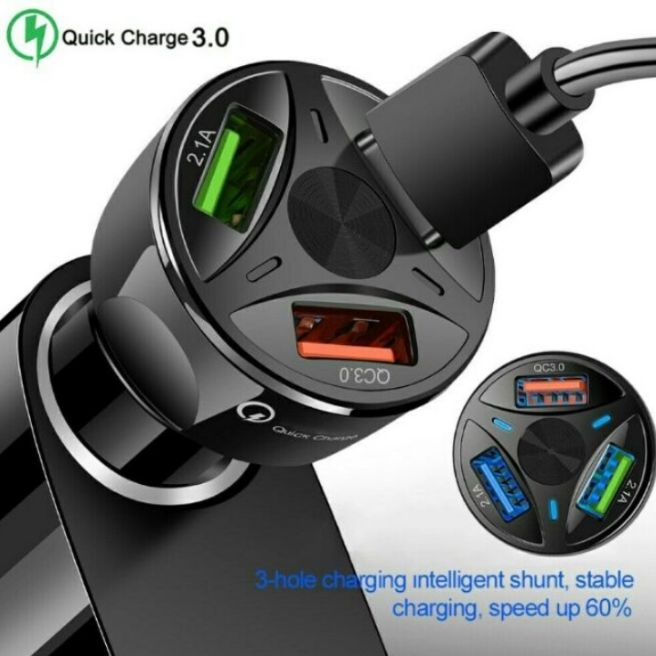 Tẩu sạc điện thoại ôtô 3 cổng sạc siêu nhanh mẫu mới