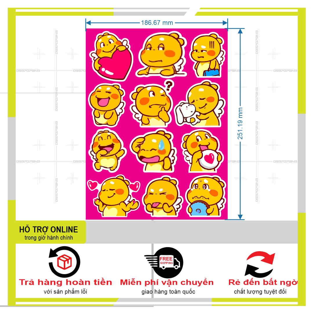 LOGO STICKER DÁN XE MÁY KHỦNG LONG CUTE DỄ THƯƠNG
