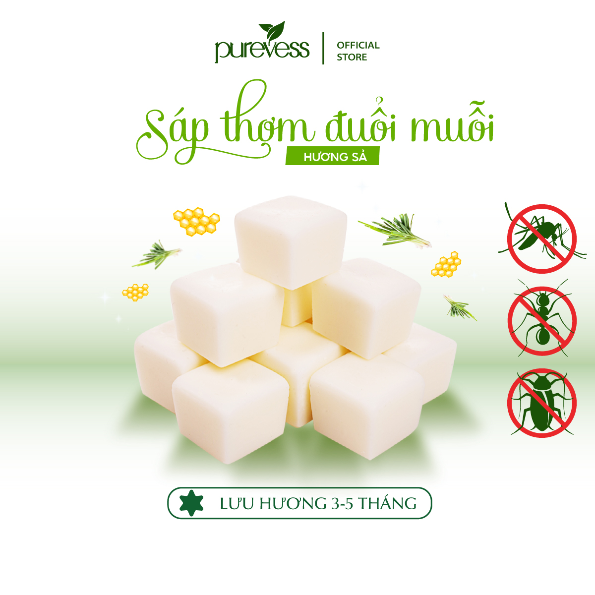 Sáp thơm đuổi muỗi, đuổi côn trùng, kiến gián Purevess