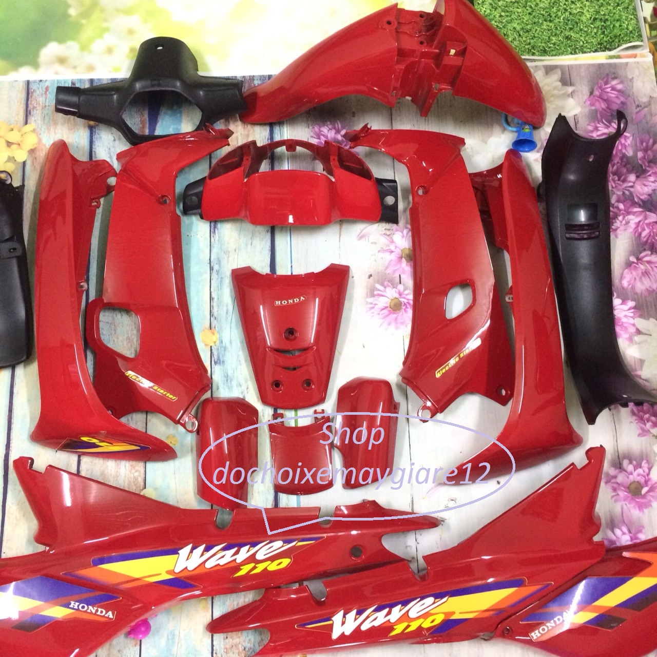 Bộ Dàn áo xe WAVE nhỏ - Wave Alpha  - Wave ZX màu Đỏ Cờ -  nhựa  trắng nguyên sinh ABS loại 1