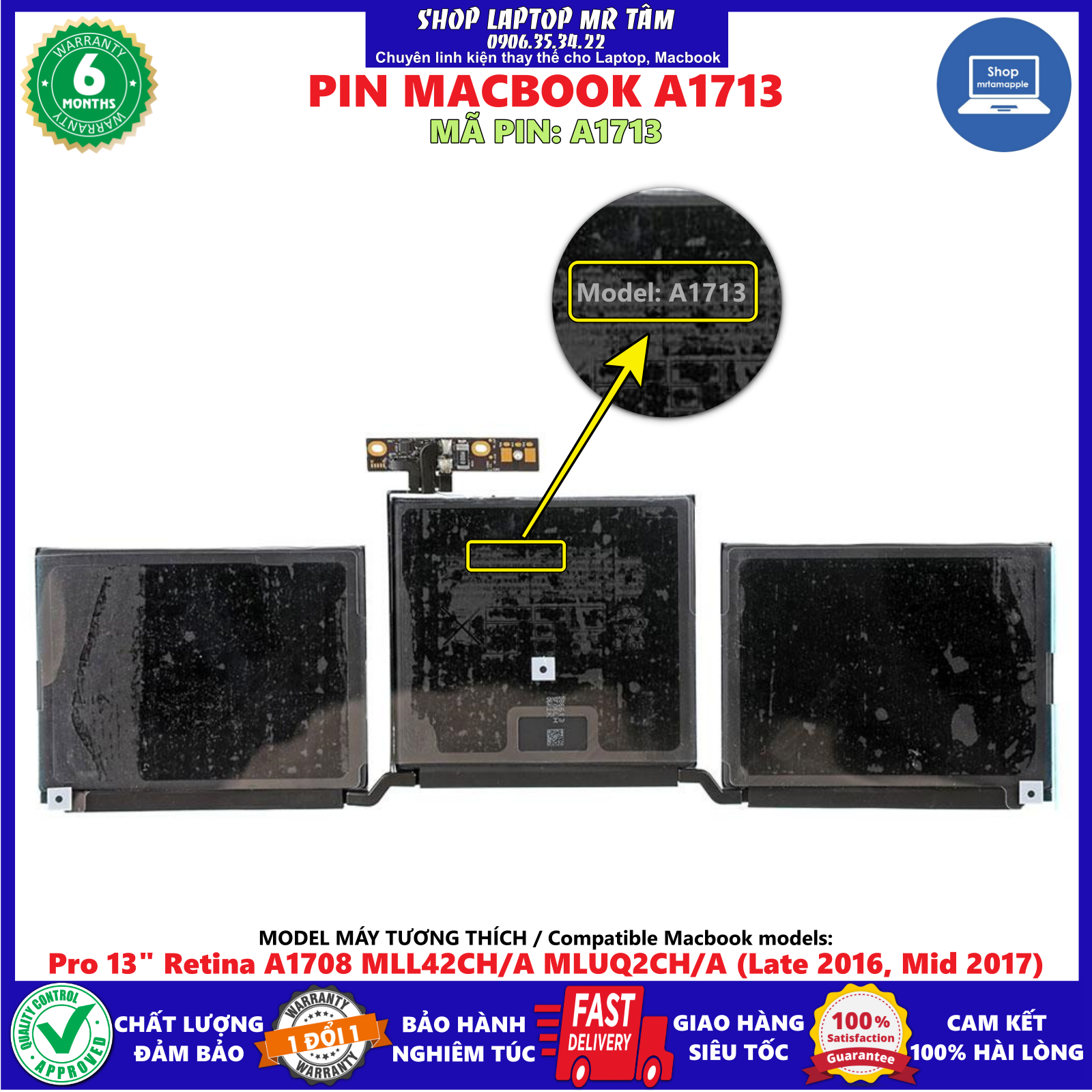 >> SO SÁNH GIÁ THAY PIN MACBOOK GIÁ BAO NHIÊU | Shopee Lazada Sendo Tiki 44 Pin Macbook A1713 (zin) dùng cho Pro 13" Retina A1708 A1713 MLL42CH/A MLUQ2CH/A (Late 2016 Mid 2017), sản phẩm đúng mô tả chất lượng, bảo hành sản phẩm (1 đổi mới 1)