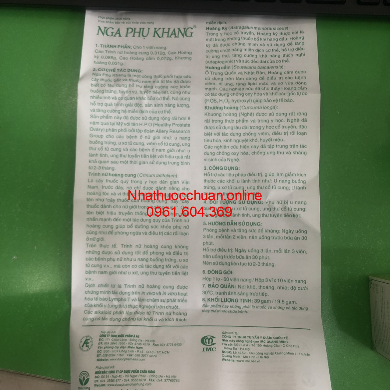 Nga Phụ Khang ( Hộp 60 viên)