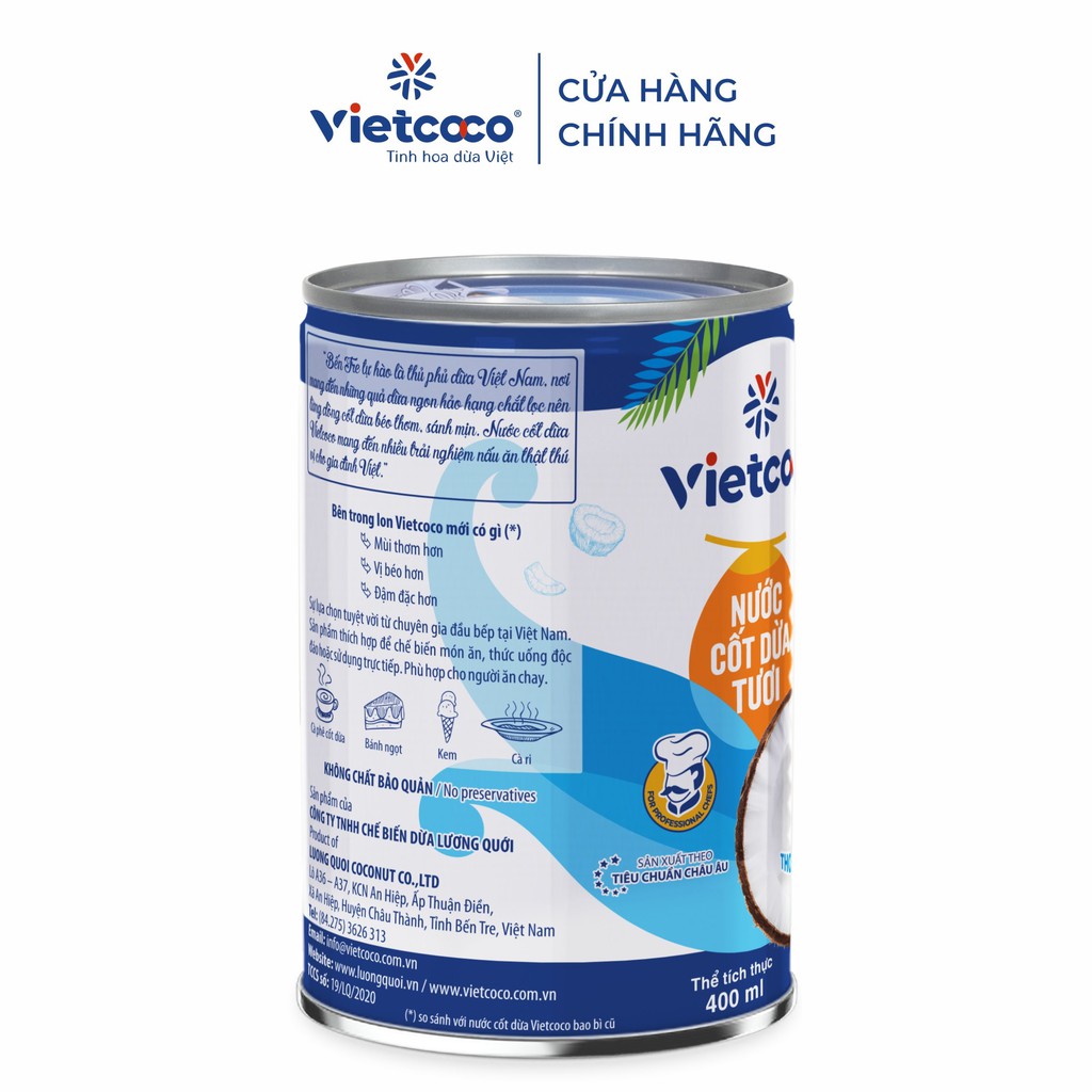 Nước Cốt Dừa Tươi VietCoCo Lon 400g