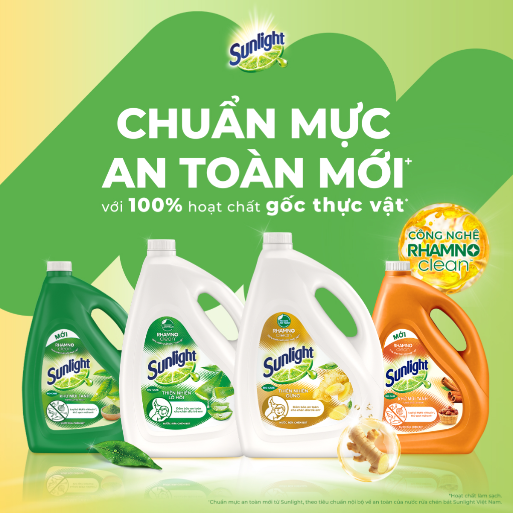 Can nước rửa chén Sunlight Bio-care Thiên Nhiên 100% Gốc thực vật Trà Xanh 3.5kg