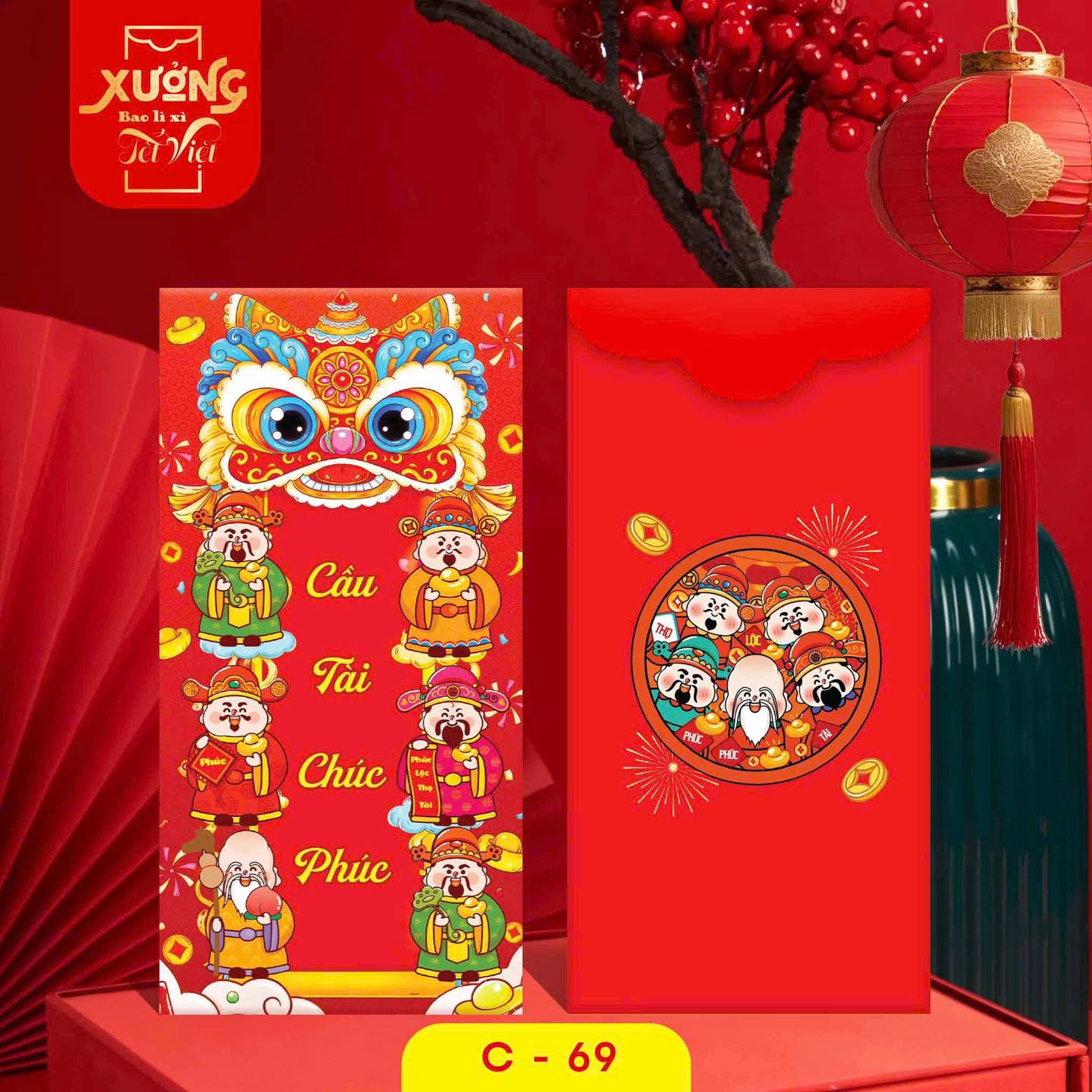 Combo 300 bao lì xì đẹp C150 tết 2024