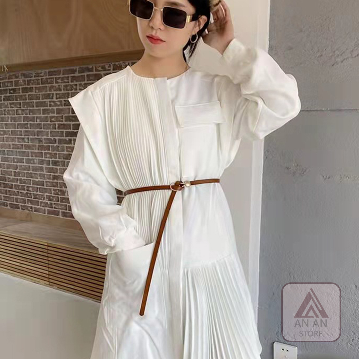 Đai Váy Thắt Lưng Nữ Da PU Bản Nhỏ Thắt Nút Thời Trang