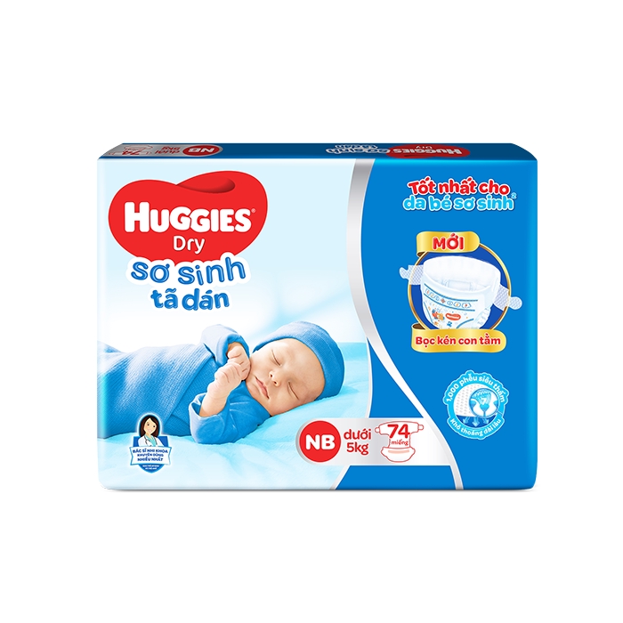 Tã dán sơ sinh Huggies 70 miếng NB70 (Cho bé dưới 5kg)