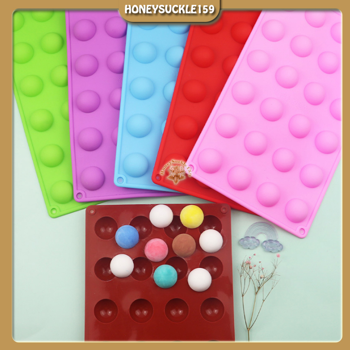 Khuôn Silicon Đổ Socola/Thạch/Đá/Kẹochipchip/Pudding Hình Tròn 24 Bán Cầu Nhỏ
